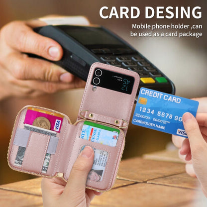 For Samsung Galaxy Z Flip3 5G POLA Multi-Card Slots Zipper Wallet Phone Case(Pink) - Galaxy Phone Cases by POLA | Online Shopping UK | buy2fix