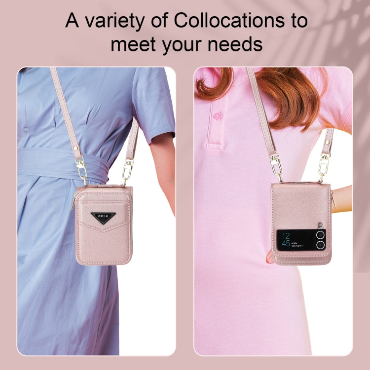 For Samsung Galaxy Z Flip3 5G POLA Multi-Card Slots Zipper Wallet Phone Case(Pink) - Galaxy Phone Cases by POLA | Online Shopping UK | buy2fix