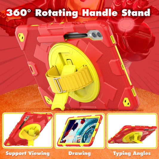 For Samsung Galaxy Tab S10+ / S9+ / S9 FE+ Spider Hand Grip Turntable Stand Tablet Case(Yellow Red) by buy2fix