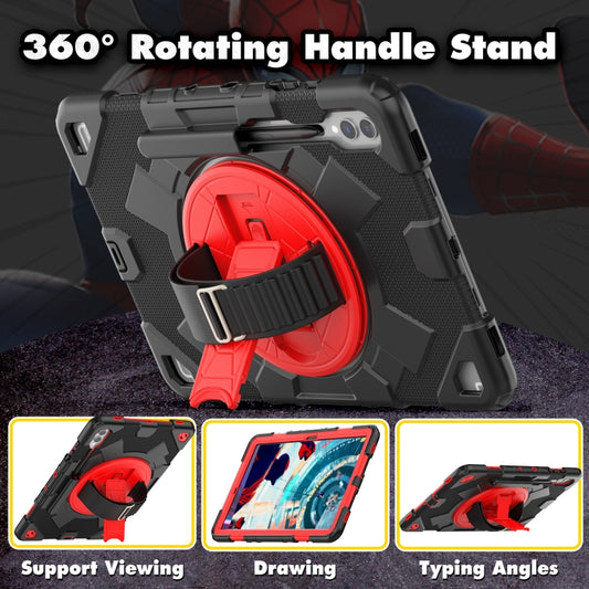 For Samsung Galaxy Tab S10+ / S9+ / S9 FE+ Spider Hand Grip Turntable Stand Tablet Case(Black Red) by buy2fix