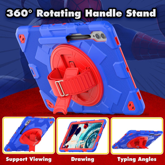 For Samsung Galaxy Tab S10+ / S9+ / S9 FE+ Spider Hand Grip Turntable Stand Tablet Case(Red Blue) by buy2fix