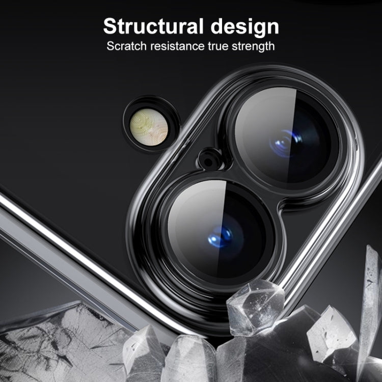 For iPhone 16 Plating PC 360 Ring Holder Magsafe Phone Case(Clear Black) by buy2fix