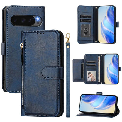 For Google Pixel 10 / Pixel 10 Pro Multi-Card Slots Zipper Wallet Leather Phone Case(Blue) - Google Cases by buy2fix | Online Shopping UK | buy2fix
