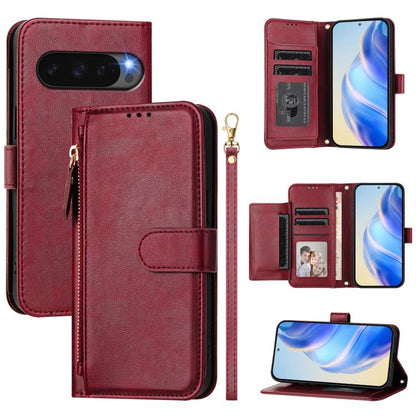For Google Pixel 10 / Pixel 10 Pro Multi-Card Slots Zipper Wallet Leather Phone Case(Dark Red) - Google Cases by buy2fix | Online Shopping UK | buy2fix