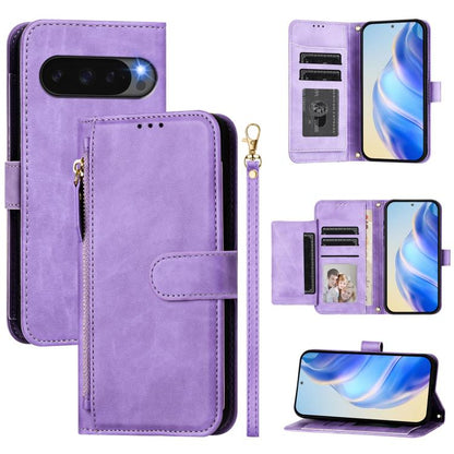 For Google Pixel 10 / Pixel 10 Pro Multi-Card Slots Zipper Wallet Leather Phone Case(Purple) - Google Cases by buy2fix | Online Shopping UK | buy2fix