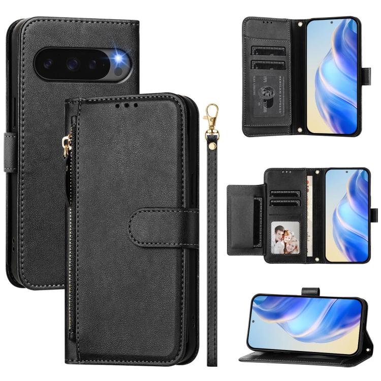 For Google Pixel 10 Pro XL Multi-Card Slots Zipper Wallet Leather Phone Case(Black) - Google Cases by buy2fix | Online Shopping UK | buy2fix
