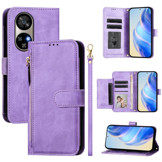 For Ulefone Note 17 Pro Multi-Card Slots Zipper Wallet Leather Phone Case(Purple) by buy2fix