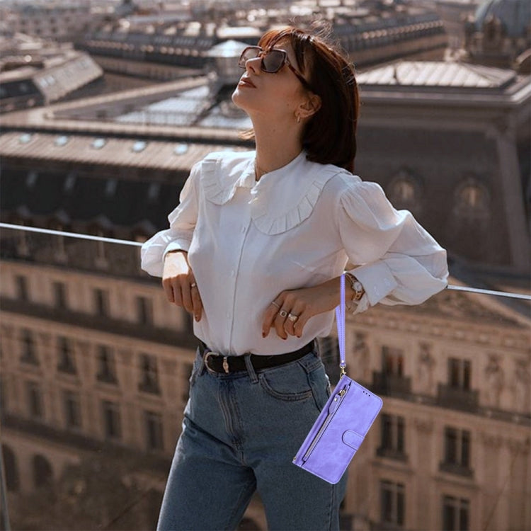 For Ulefone Note 17 Pro Multi-Card Slots Zipper Wallet Leather Phone Case(Purple) by buy2fix