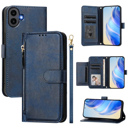 For Nothing CMF Phone 1 Multi-Card Slots Zipper Wallet Leather Phone Case(Blue) - Nothing Cases by buy2fix | Online Shopping UK | buy2fix