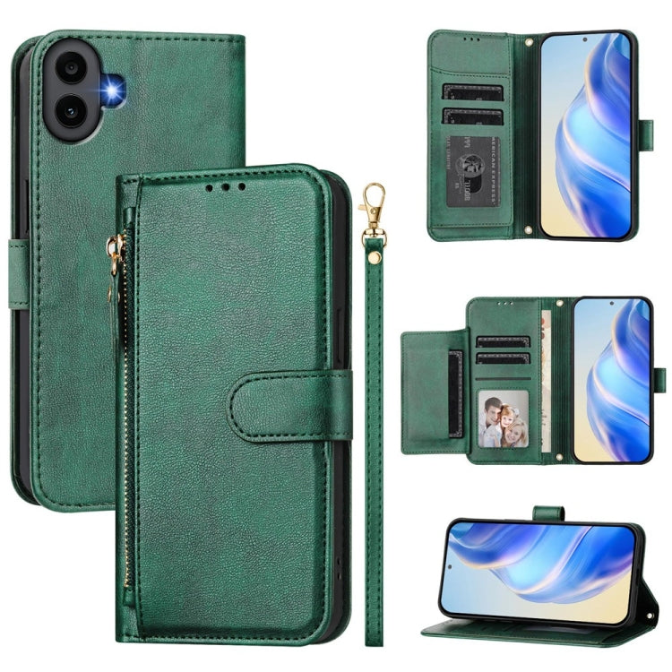 For Nothing CMF Phone 1 Multi-Card Slots Zipper Wallet Leather Phone Case(Green) - Nothing Cases by buy2fix | Online Shopping UK | buy2fix
