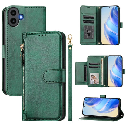 For Nothing CMF Phone 1 Multi-Card Slots Zipper Wallet Leather Phone Case(Green) - Nothing Cases by buy2fix | Online Shopping UK | buy2fix
