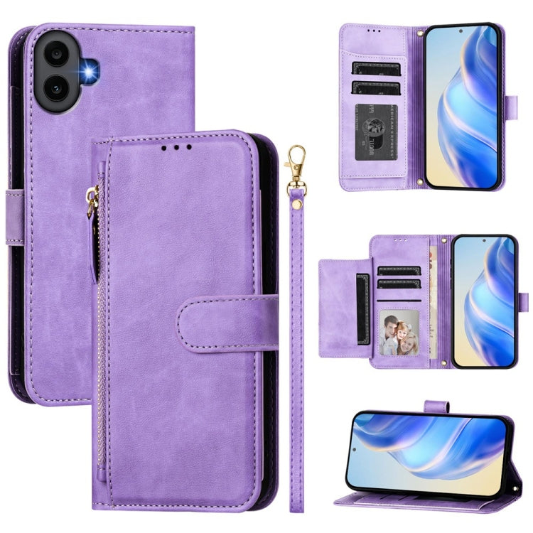 For Nothing CMF Phone 1 Multi-Card Slots Zipper Wallet Leather Phone Case(Purple) - Nothing Cases by buy2fix | Online Shopping UK | buy2fix