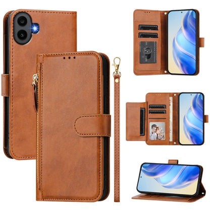 For Nothing CMF Phone 1 Multi-Card Slots Zipper Wallet Leather Phone Case(Brown) - Nothing Cases by buy2fix | Online Shopping UK | buy2fix