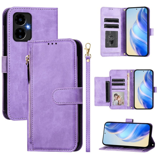 For Boost Mobile Celero 5G 2024 / Celero 3 Multi-Card Slots Zipper Wallet Leather Phone Case(Purple) - More Brand by buy2fix | Online Shopping UK | buy2fix