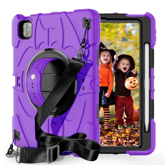 For iPad Pro 11 2022 / Air 10.9 2022 Bat Hand Grip Turntable Stand Tablet Case(Purple Black) by buy2fix