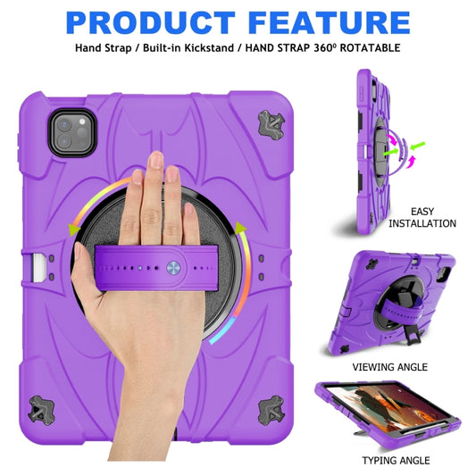 For iPad Pro 11 2022 / Air 10.9 2022 Bat Hand Grip Turntable Stand Tablet Case(Purple Black) by buy2fix