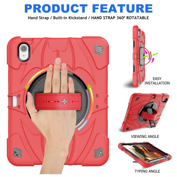 For iPad 10th Gen 10.9 2022 Bat Hand Grip Turntable Stand Tablet Case(Red Black) - iPad 10th Gen 10.9 Cases by buy2fix | Online Shopping UK | buy2fix