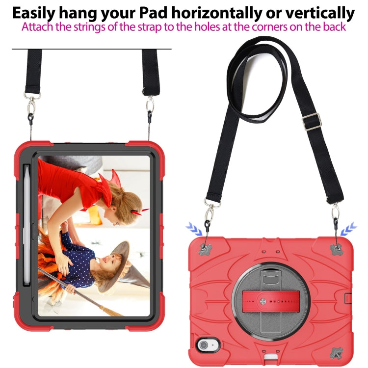 For iPad 10th Gen 10.9 2022 Bat Hand Grip Turntable Stand Tablet Case(Red Black) - iPad 10th Gen 10.9 Cases by buy2fix | Online Shopping UK | buy2fix