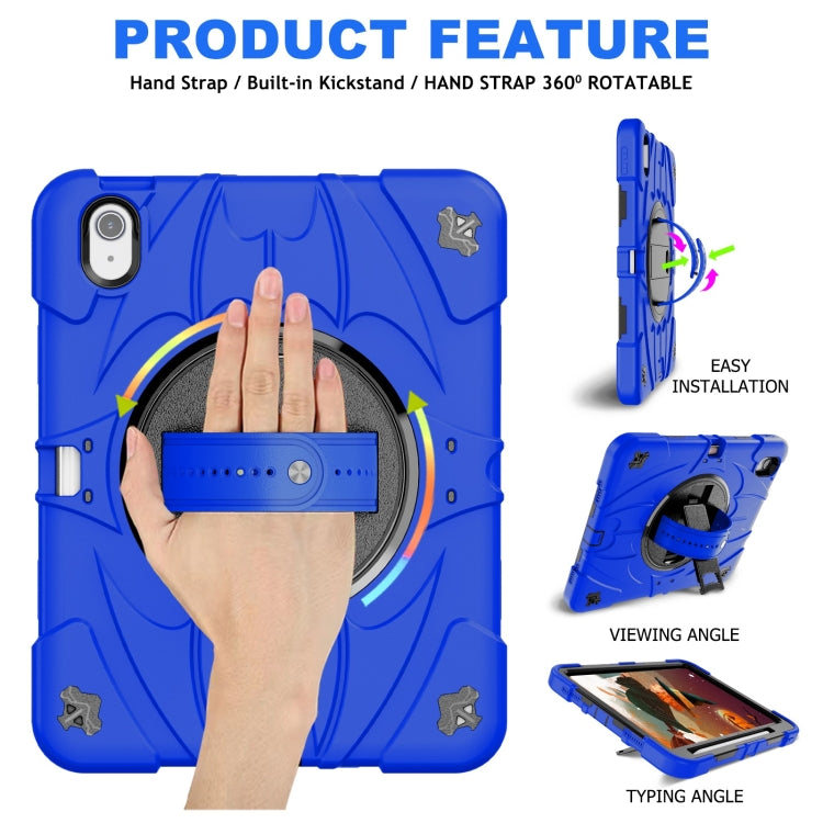 For iPad 10th Gen 10.9 2022 Bat Hand Grip Turntable Stand Tablet Case(Blue Black) - iPad 10th Gen 10.9 Cases by buy2fix | Online Shopping UK | buy2fix