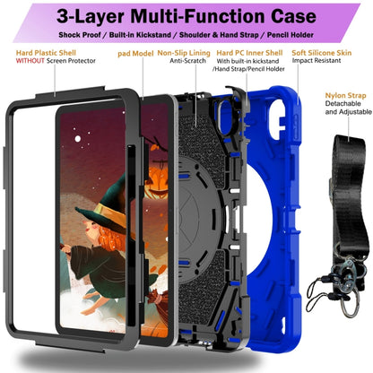 For iPad 10th Gen 10.9 2022 Bat Hand Grip Turntable Stand Tablet Case(Blue Black) - iPad 10th Gen 10.9 Cases by buy2fix | Online Shopping UK | buy2fix