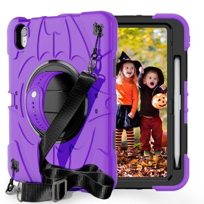 For iPad 10th Gen 10.9 2022 Bat Hand Grip Turntable Stand Tablet Case(Purple Black) - iPad 10th Gen 10.9 Cases by buy2fix | Online Shopping UK | buy2fix