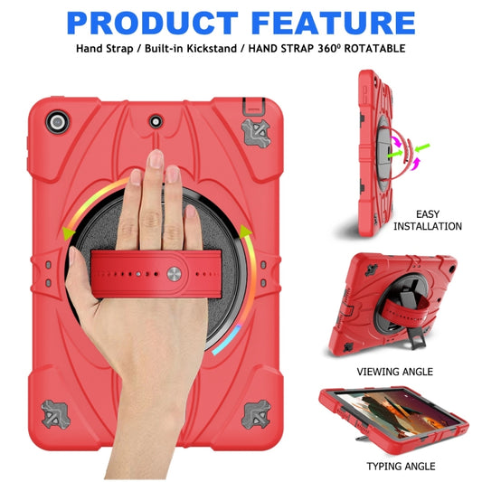 For iPad 9.7 2018 / 2017 / Air 2 Bat Hand Grip Turntable Stand Tablet Case(Red Black) by buy2fix