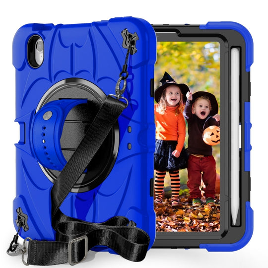 For iPad mini 6 / mini 2024 Bat Hand Grip Turntable Stand Tablet Case(Blue Black)