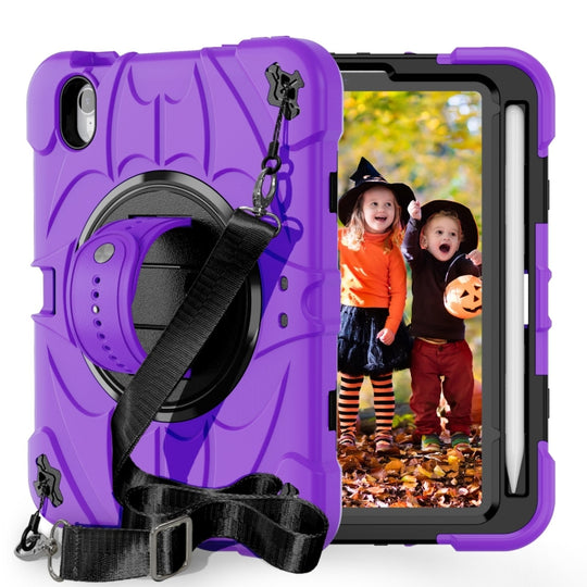For iPad mini 6 / mini 2024 Bat Hand Grip Turntable Stand Tablet Case(Purple Black)