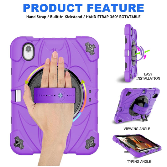 For iPad mini 6 / mini 2024 Bat Hand Grip Turntable Stand Tablet Case(Purple Black) by buy2fix