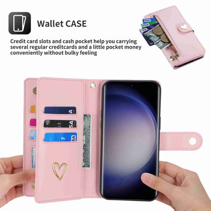 For Samsung Galaxy S23 Ultra 5G POLA Love Multi-Card Slots Zipper Wallet Leather Phone Case(Pink) - Galaxy S23 Ultra 5G Cases by POLA | Online Shopping UK | buy2fix