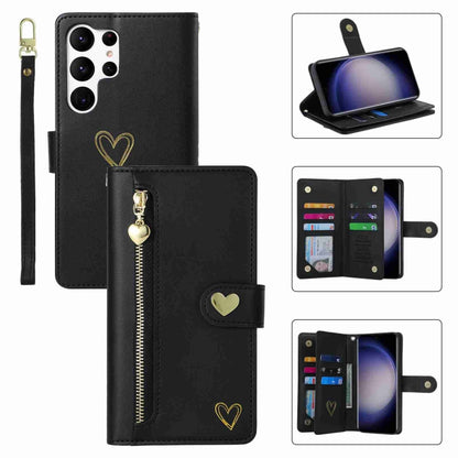 For Samsung Galaxy S23 Ultra 5G POLA Love Multi-Card Slots Zipper Wallet Leather Phone Case(Black) - Galaxy S23 Ultra 5G Cases by POLA | Online Shopping UK | buy2fix
