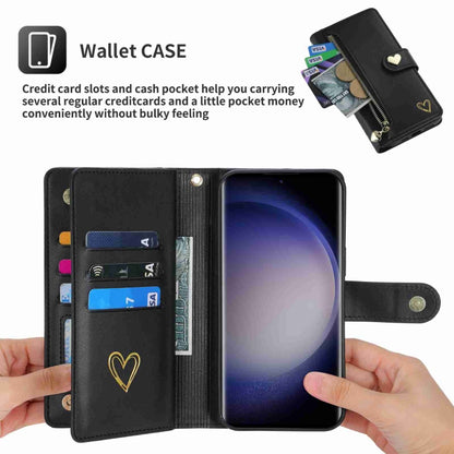 For Samsung Galaxy S23 Ultra 5G POLA Love Multi-Card Slots Zipper Wallet Leather Phone Case(Black) - Galaxy S23 Ultra 5G Cases by POLA | Online Shopping UK | buy2fix
