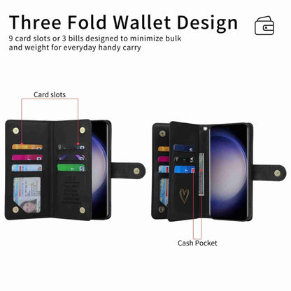 For Samsung Galaxy S23 Ultra 5G POLA Love Multi-Card Slots Zipper Wallet Leather Phone Case(Black) - Galaxy S23 Ultra 5G Cases by POLA | Online Shopping UK | buy2fix