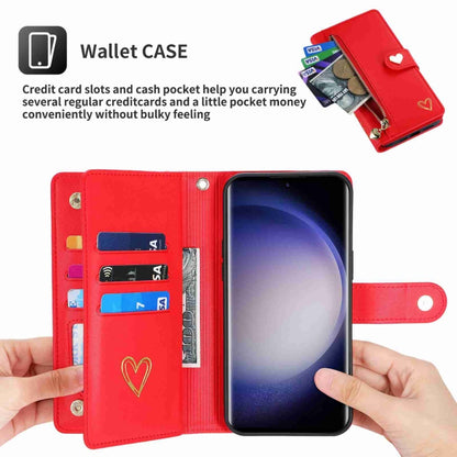 For Samsung Galaxy S23 Ultra 5G POLA Love Multi-Card Slots Zipper Wallet Leather Phone Case(Red) - Galaxy S23 Ultra 5G Cases by POLA | Online Shopping UK | buy2fix