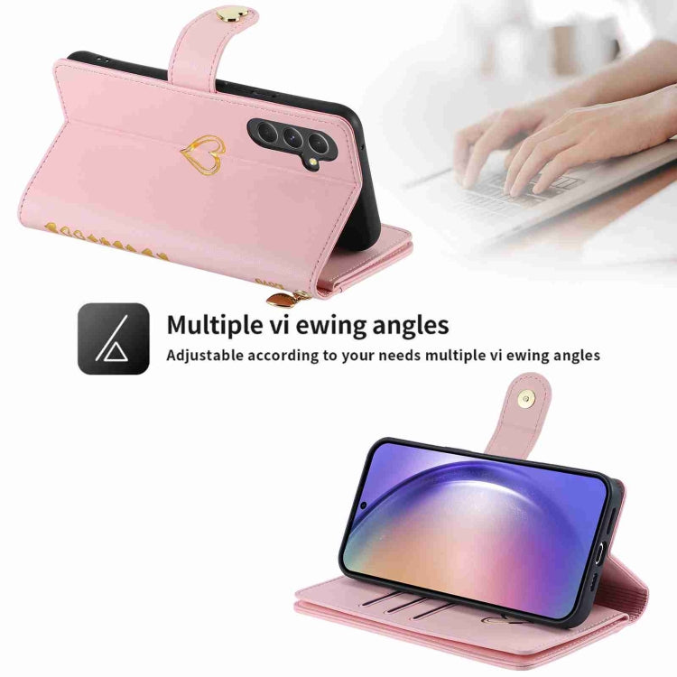 For Samsung Galaxy A54 POLA Love Multi-Card Slots Zipper Wallet Leather Phone Case(Pink) - Galaxy Phone Cases by POLA | Online Shopping UK | buy2fix