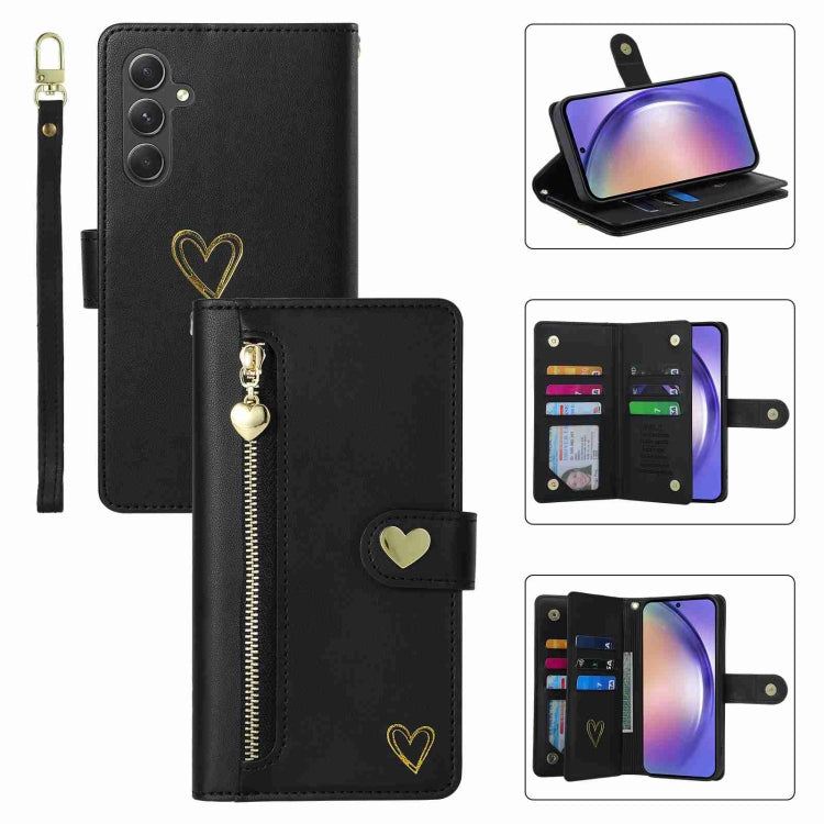For Samsung Galaxy A54 POLA Love Multi-Card Slots Zipper Wallet Leather Phone Case(Black) - Galaxy Phone Cases by POLA | Online Shopping UK | buy2fix