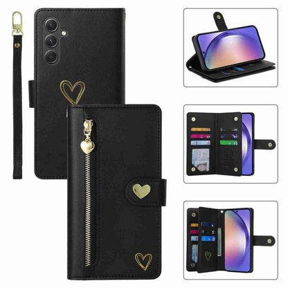 For Samsung Galaxy A54 POLA Love Multi-Card Slots Zipper Wallet Leather Phone Case(Black) - Galaxy Phone Cases by POLA | Online Shopping UK | buy2fix