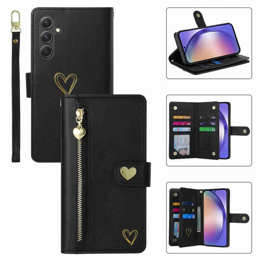 For Samsung Galaxy A54 POLA Love Multi-Card Slots Zipper Wallet Leather Phone Case(Black) - Galaxy Phone Cases by POLA | Online Shopping UK | buy2fix