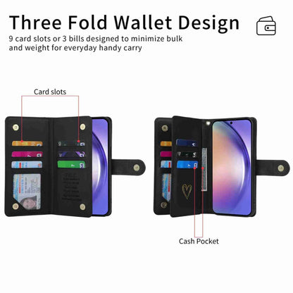 For Samsung Galaxy A54 POLA Love Multi-Card Slots Zipper Wallet Leather Phone Case(Black) - Galaxy Phone Cases by POLA | Online Shopping UK | buy2fix