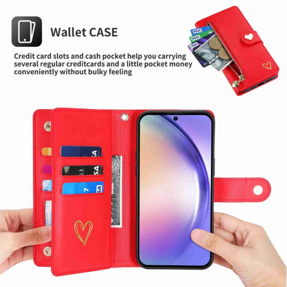 For Samsung Galaxy A54 POLA Love Multi-Card Slots Zipper Wallet Leather Phone Case(Red) - Galaxy Phone Cases by POLA | Online Shopping UK | buy2fix