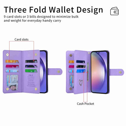 For Samsung Galaxy A54 POLA Love Multi-Card Slots Zipper Wallet Leather Phone Case(Purple) - Galaxy Phone Cases by POLA | Online Shopping UK | buy2fix