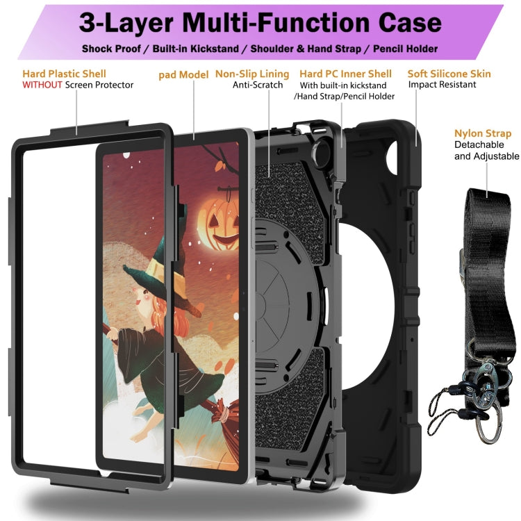 For Samsung Galaxy Tab A9+ Bat Hand Grip Turntable Stand Tablet Case(Black) by buy2fix