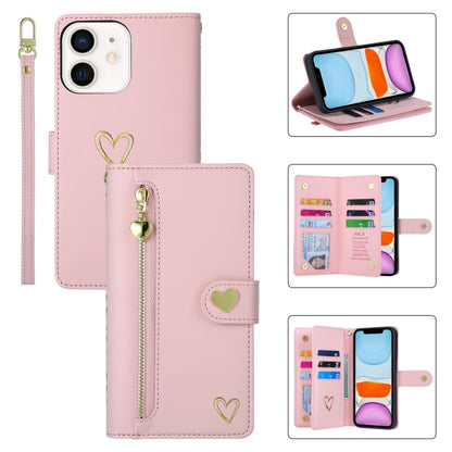 For iPhone 11 POLA Love Multi-Card Slots Zipper Wallet Leather Phone Case(Pink) - iPhone 11 Cases by POLA | Online Shopping UK | buy2fix