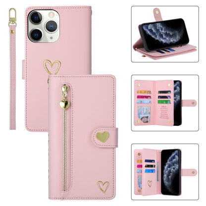 For iPhone 11 Pro POLA Love Multi-Card Slots Zipper Wallet Leather Phone Case(Pink) - iPhone 11 Pro Cases by POLA | Online Shopping UK | buy2fix