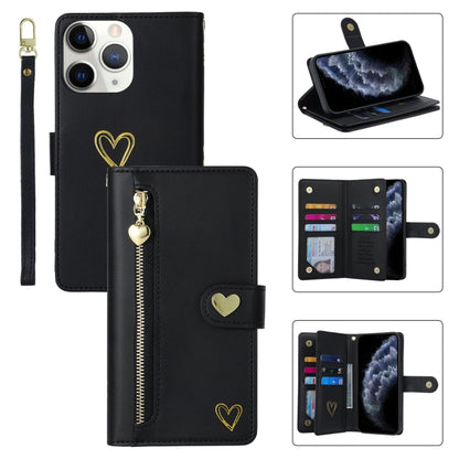 For iPhone 11 Pro POLA Love Multi-Card Slots Zipper Wallet Leather Phone Case(Black) - iPhone 11 Pro Cases by POLA | Online Shopping UK | buy2fix