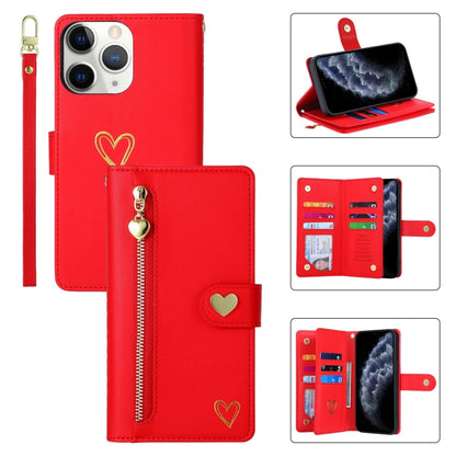 For iPhone 11 Pro POLA Love Multi-Card Slots Zipper Wallet Leather Phone Case(Red) - iPhone 11 Pro Cases by POLA | Online Shopping UK | buy2fix