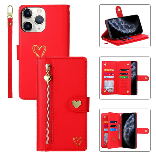 For iPhone 11 Pro POLA Love Multi-Card Slots Zipper Wallet Leather Phone Case(Red) - iPhone 11 Pro Cases by POLA | Online Shopping UK | buy2fix