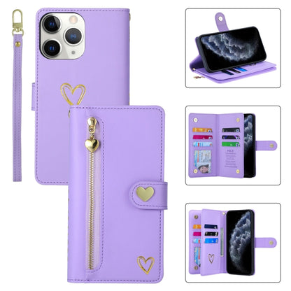 For iPhone 11 Pro POLA Love Multi-Card Slots Zipper Wallet Leather Phone Case(Purple) - iPhone 11 Pro Cases by POLA | Online Shopping UK | buy2fix