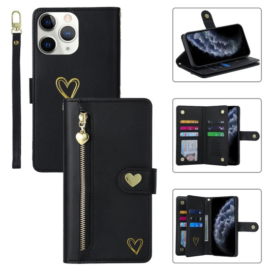 For iPhone 11 Pro Max POLA Love Multi-Card Slots Zipper Wallet Leather Phone Case(Black) - iPhone 11 Pro Max Cases by POLA | Online Shopping UK | buy2fix