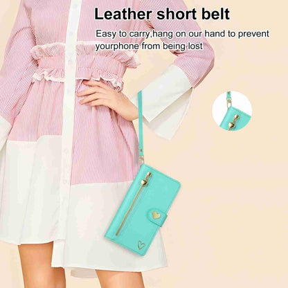 For iPhone 13 Pro POLA Love Multi-Card Slots Zipper Wallet Leather Phone Case(Light Green) - iPhone 13 Pro Cases by POLA | Online Shopping UK | buy2fix